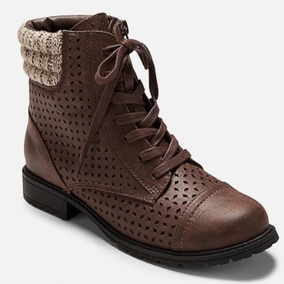 New Justice Sweater Knit Perforated Hiking Boots Size 12 - Picture 1 of 15